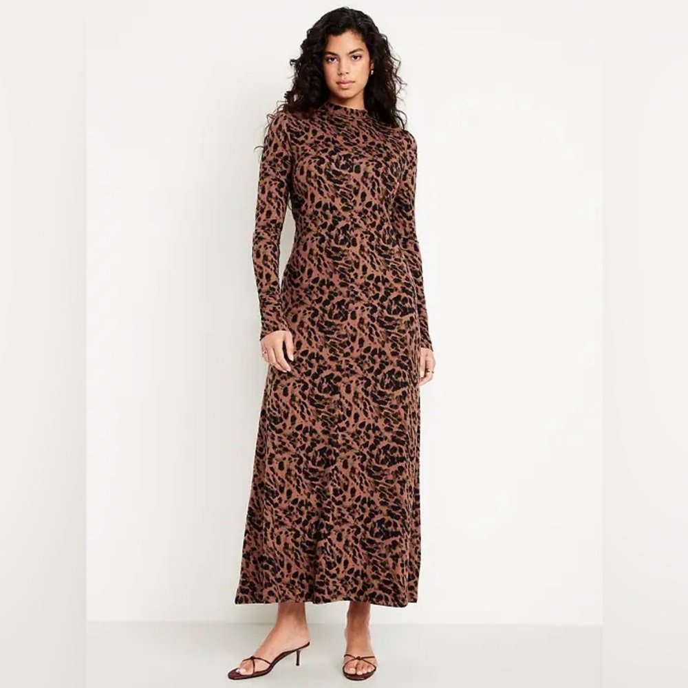 NWT! Old Navy Cheetah Print Mock Neck Maxi Dress - XL PETITE🩰